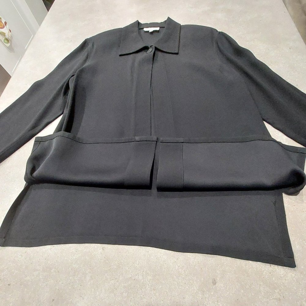 TAMOTSU Women's One Button Open Front Black Crepe Evening Pants Suit - Size 6